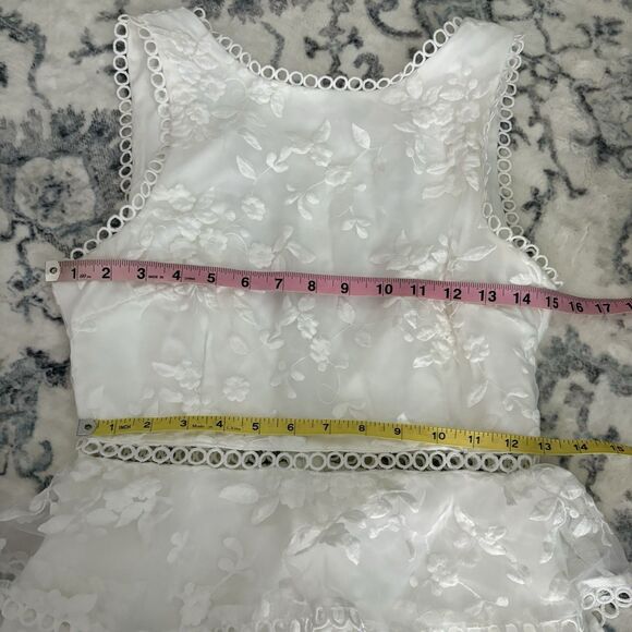 Lulus Look So Sweet White Embroidered Lace Mini Dress Size Small Bridal Tiered - Picture 7 of 10